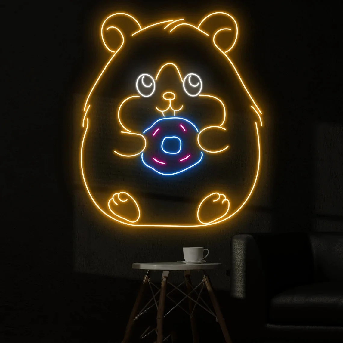 

Hamster Donut Neon Sign Custom Neon Sign Donut Store Wall Decor Bakery Neon Led Light Bake Shop Wall Art Neon Sign