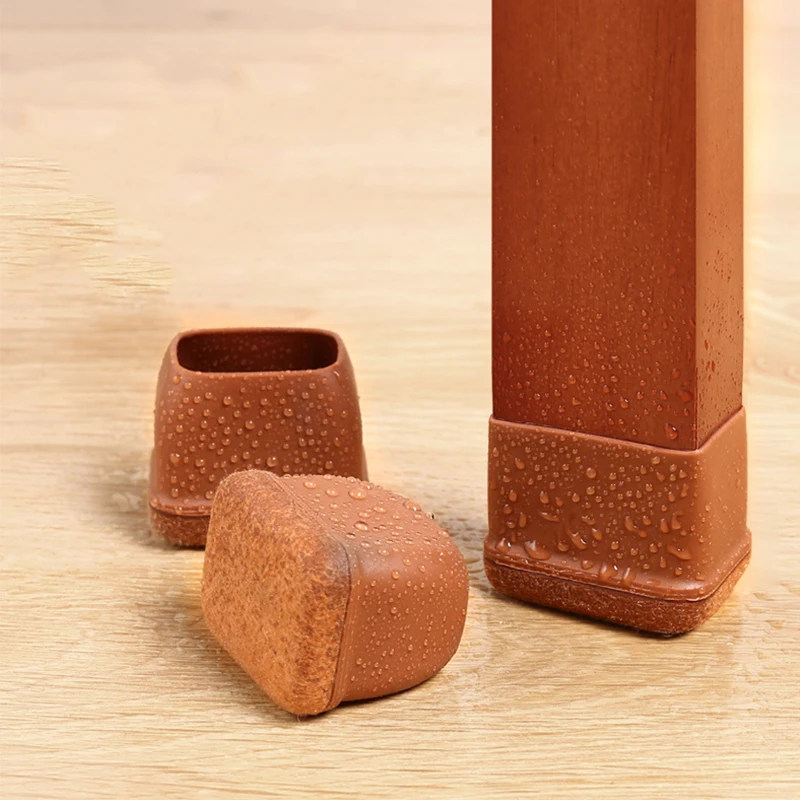 8PCS Rectangle Rubber Chair and Table Leg Protectors - Non-Slip Furniture Foot Covers