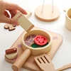 Montessori Children's Play House Kitchen Set Toys Children's Educational Simulation Wooden Toy Vegetable Pot Model Pretend Toys 6
