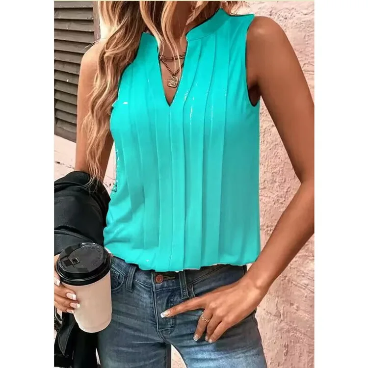 Fashion Women Tank Tops 2023 Summer solid Blusas Mujer Elegant White Blouse Sleeveless Tunics Lightweight Casual Tops Y2k Blusa