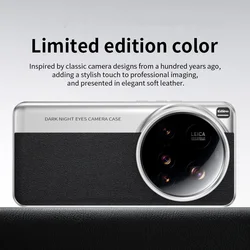 Luxury Plating Leather Protection Phone Case with Contrast Color Hard Back Cover for Xiaomi 14 Pro (RZ - XDX - black)