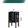Planter Pot with Stand - 8 Inch Plastic Cylinder Flower Pot with Wood Planter Holder for Indoor, Matte Black Pot + 2