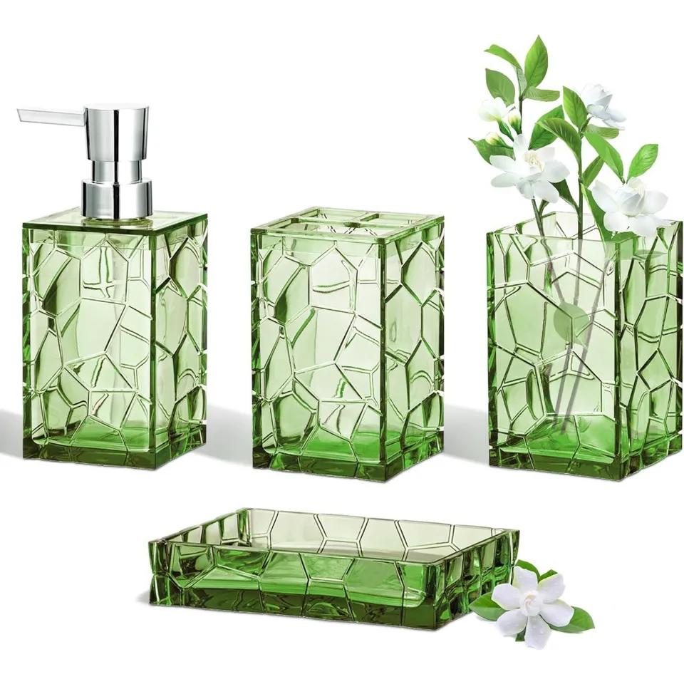 Sage Green Acrylic Bathroom Accessories Set