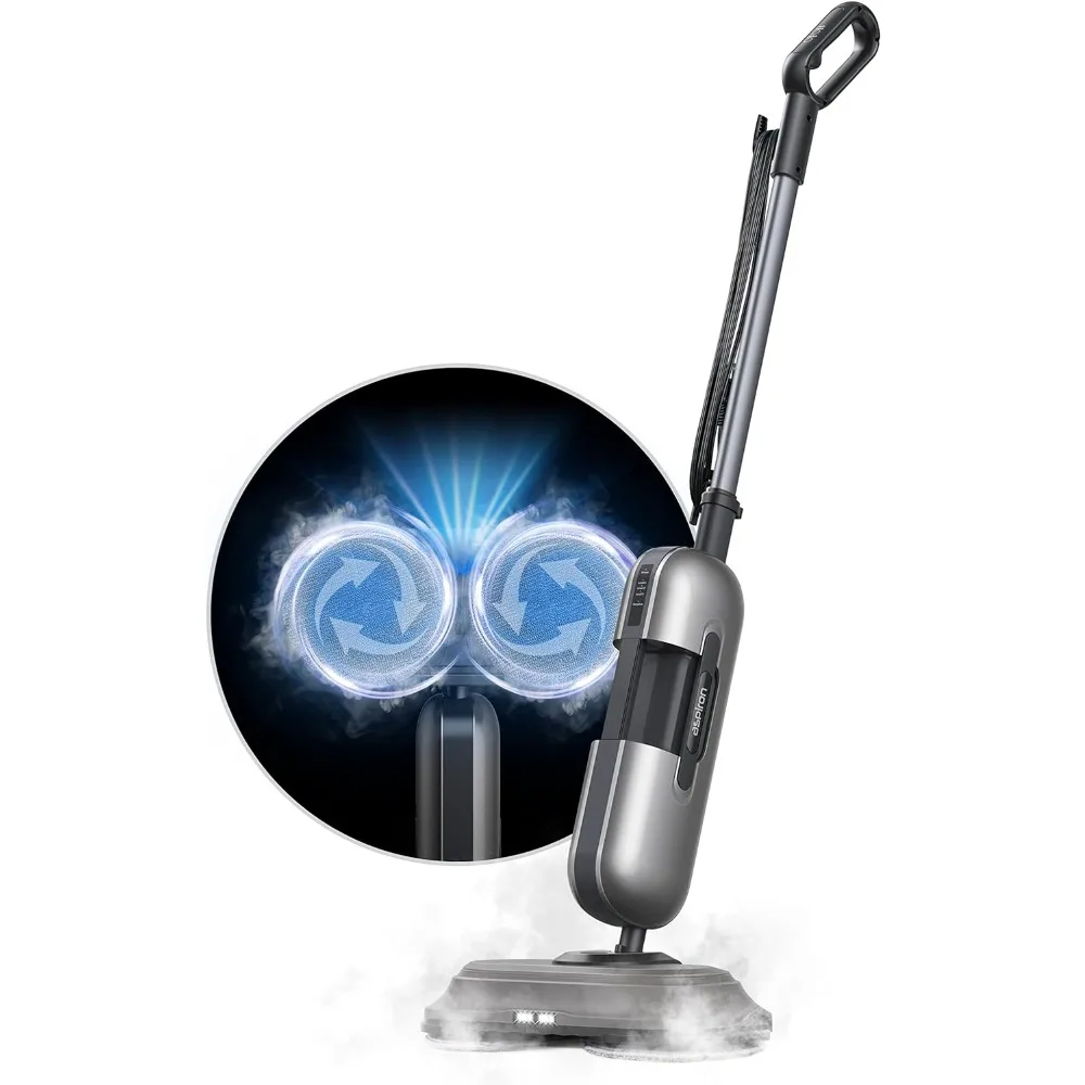

Electric Spin Scrub Steam Mop, Handle Control 3 Steam Modes Steam Cleaner,110℃/ 230℉ Steam,410ml Water Tank, LED Light, Steamer