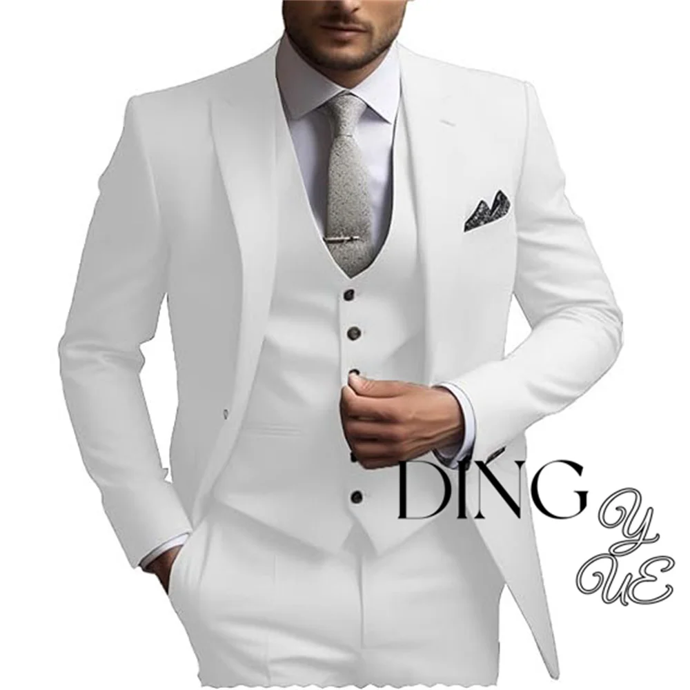 Men's Suits Regular Fit 3 Piece Tuxedos Peak Lapel Jacket + Waistcoat + Trousers for Graduation