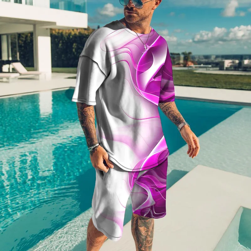 Men's Summer Oversized T Shirts Fashion Streetwear Men's Clothing Short Sleeve Sets 3D Printed High Quality Sportswear