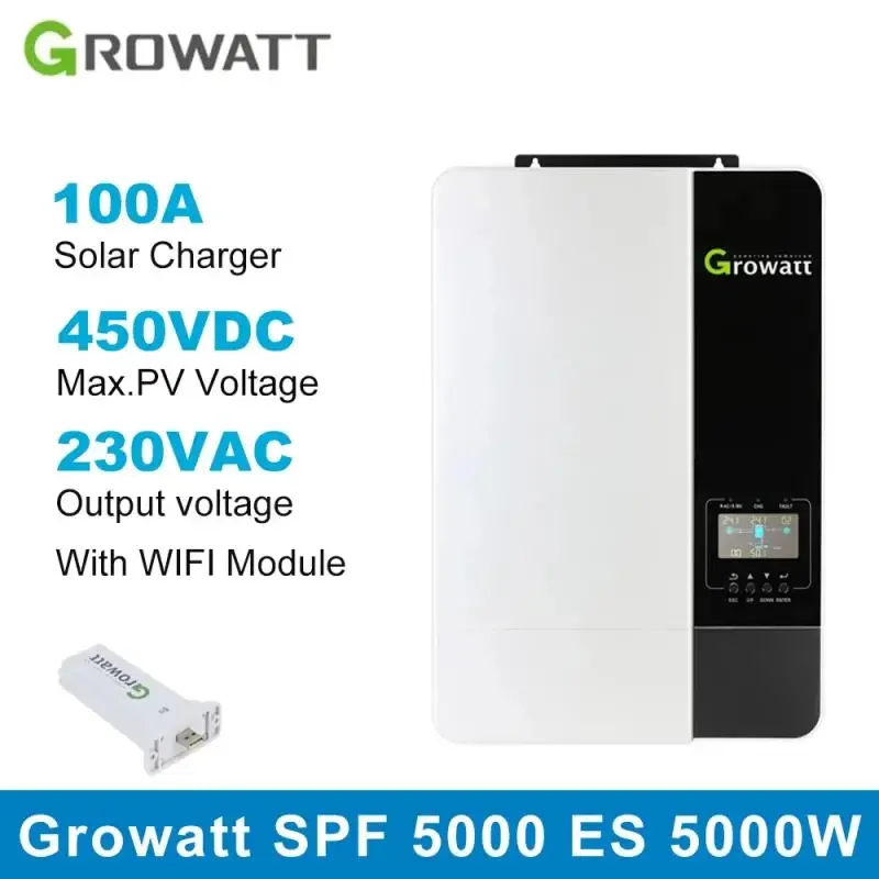 

Growatt MPPT Solar Charge Controller 5KVA 5000W 48VDC 230V 50/60Hz Pure Sine Wave Inverter Can Without Batteries