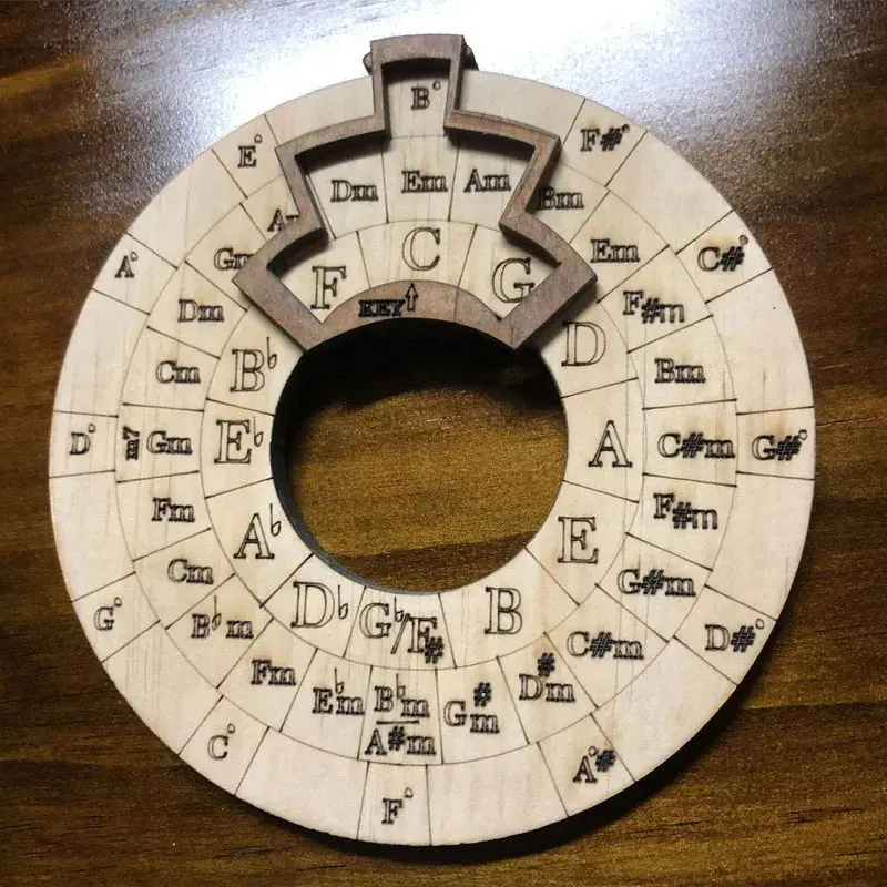 

Wooden Melody Tool Round Music Melody Tools with Circle of Fifths Portable Tool Wood Music Melody Musical Instrument Accessories