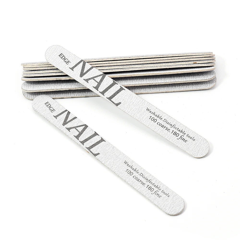 

50Pcs Grey Nails File 100 180 Grit Strong Sandpaper Double Sides Emery Boards Fingernail Files Professional Nail Buffering Files