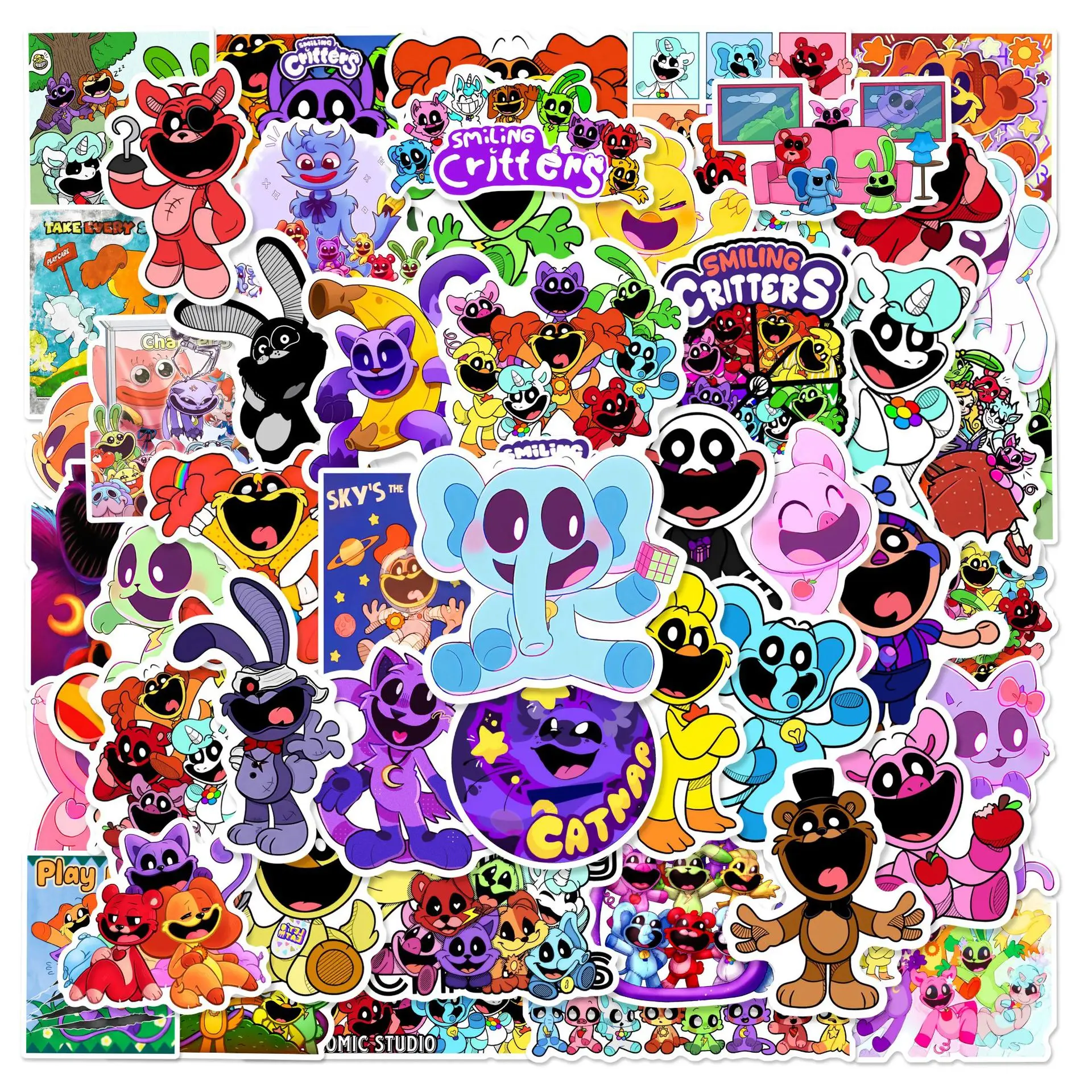 10/30/50PCS Smiling Critters Horror Game Stickers Decoration Suitcase Scrapbooking Phone Laptop Stationery Kid's Toy Sticker