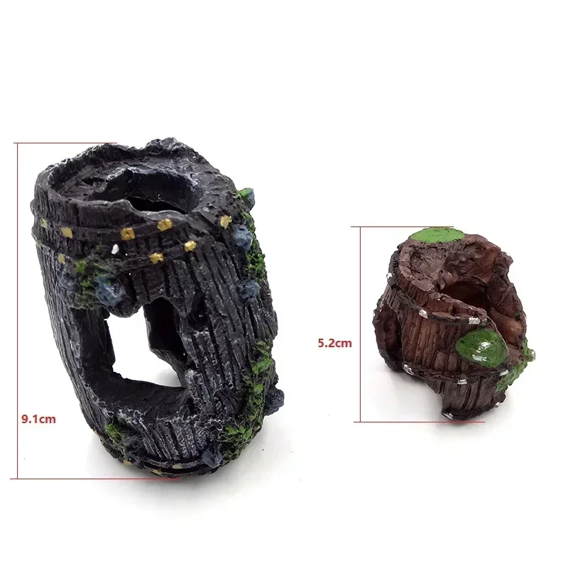 Artificial Resin Barrel Aquarium Decoration Fish Tank Submarine Ornament Underwater Fish Hiding Cave Shelter Shrimp House fish tank ornaments fish tank decorations aquarium ornaments mini landscape ornaments