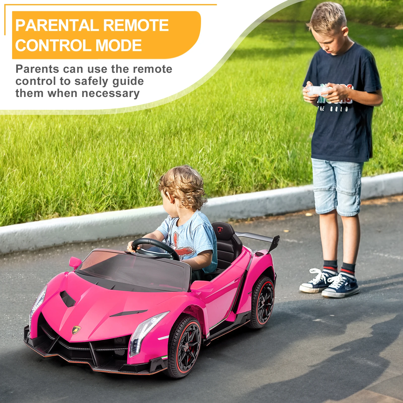 

Electric car Kids Ride On Car,kids Electric Car with Remote Control Dual Drive 12V 4.5AH with 2.4G Remote Control Sports Car pin