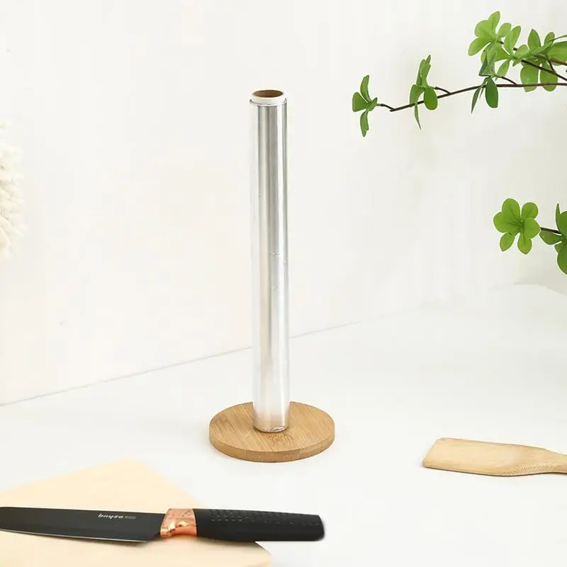 Wooden Roll Paper Towel Holder Bathroom Disposable Paper Tissue Vertical Stand Kitchen Toilet Storage Accessories