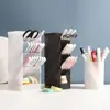 Transparent Frosted Oblique Insertion Pen Holder Simpl Desktop Organizer Multifunctional Stationery Makeup Brush Storage Bucket 2