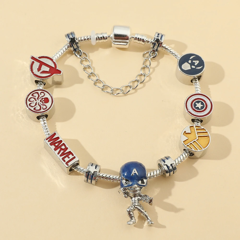 

Marvel Superhero Captain America Bracelets Avengers Hand Chains Disney Charms Bracelet Jewelry for Women Accessories Gifts