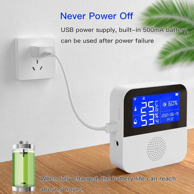 Haozee Tuya Smart WIFI Temperature and Humidity Sensor with Backlight LCD Display Indoor Thermometer Hygrometer Meter 4
