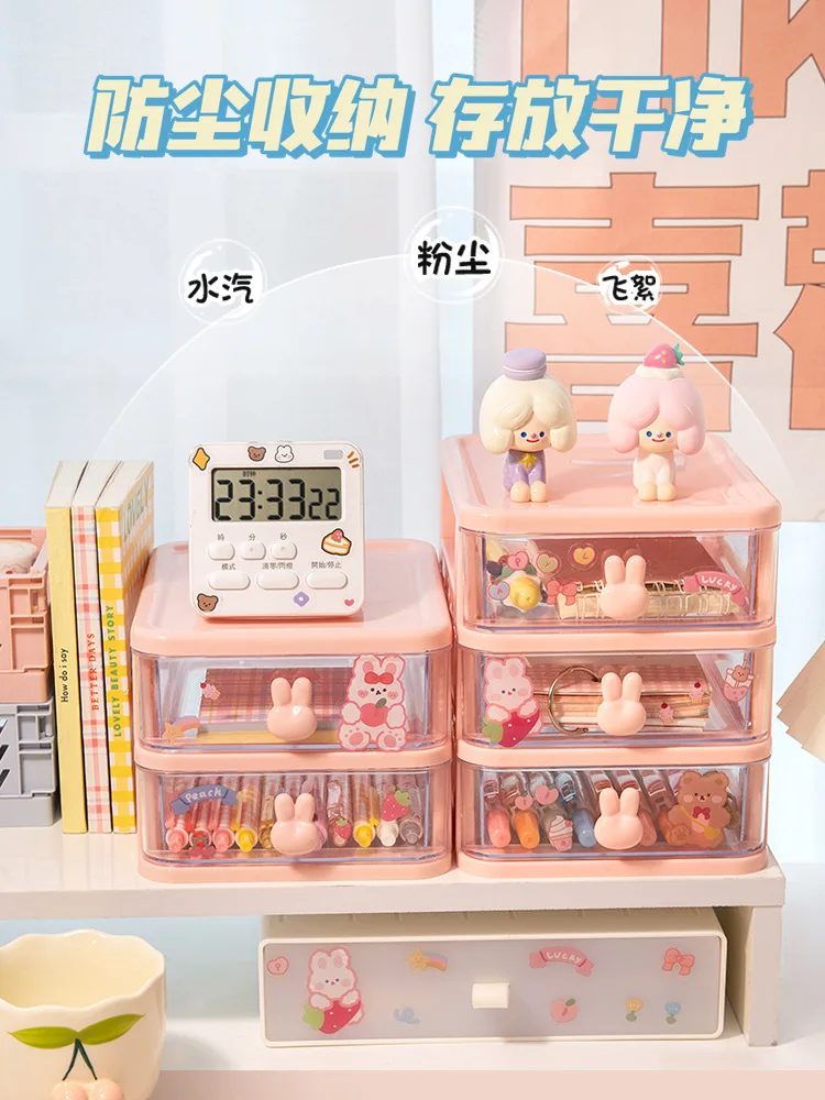Desktop Storage Stationery  Box Student Ins Drawer Office Tape Pen Cabinet Cosmetic Hair Accessories Sundries Organizer 4