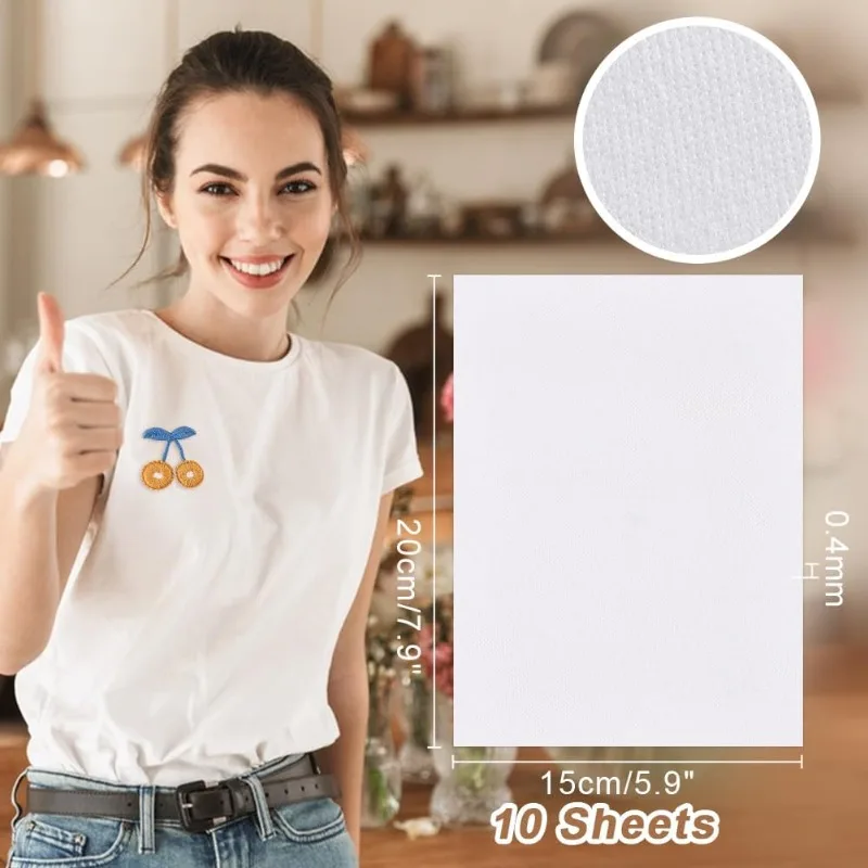 Embroidery Backing Fabric 10pcs Blank Embroidery Water Soluble Stabilizer Self Adhesive Nonwoven Fabric Embroidery Backing and Top Cloth Water Soluble
