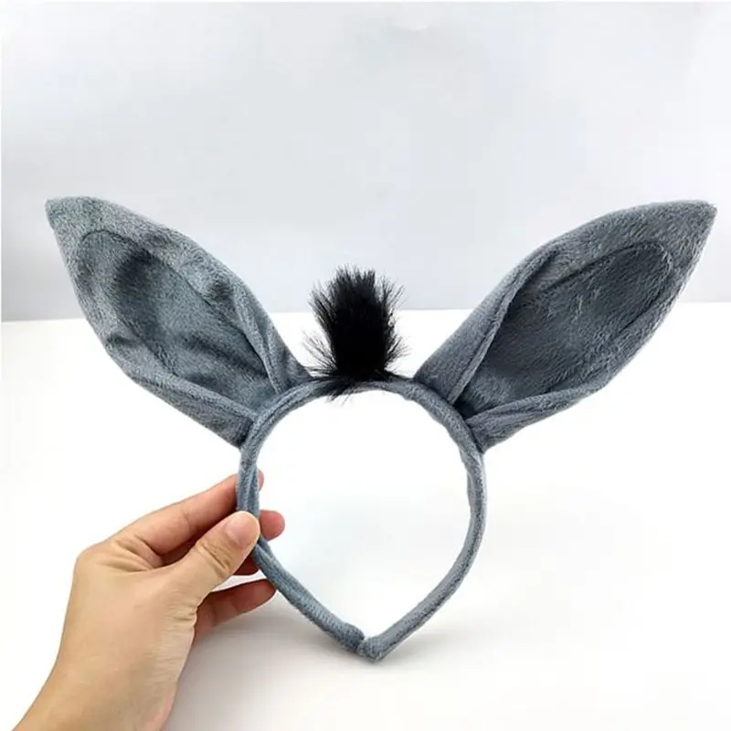 Faux Fur Dunkey Ears Horse Headband Animal Hair Hoop Dunkey headband Halloween Headband Horse Cosplay Accessories