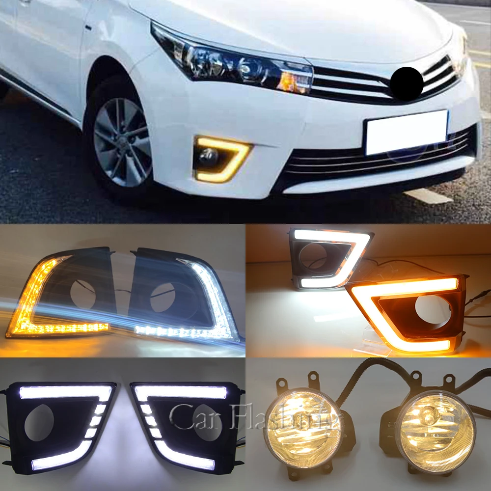 For Toyota Corolla 2014 2015 2016 LED DRL Daytime Running Lights turn