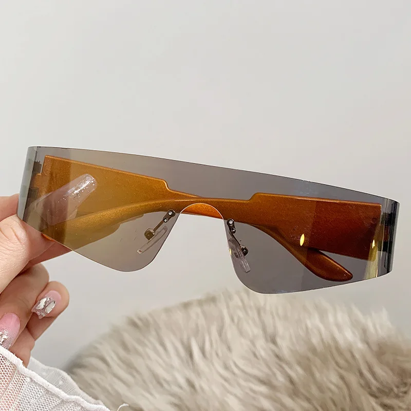 Y2K Rimless Futuristic Glasses New Punk One Piece Flat Top Shield Wrap Around Sunglasses Women Mirror Sun Glasses Men Uv400_voghion.com