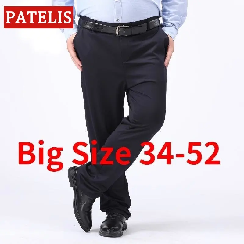 

Size 34-52 Men's Suit Pants Formal Work Long Pants Ice Silk Elastic High Waist Large Size Loose Casual Pants