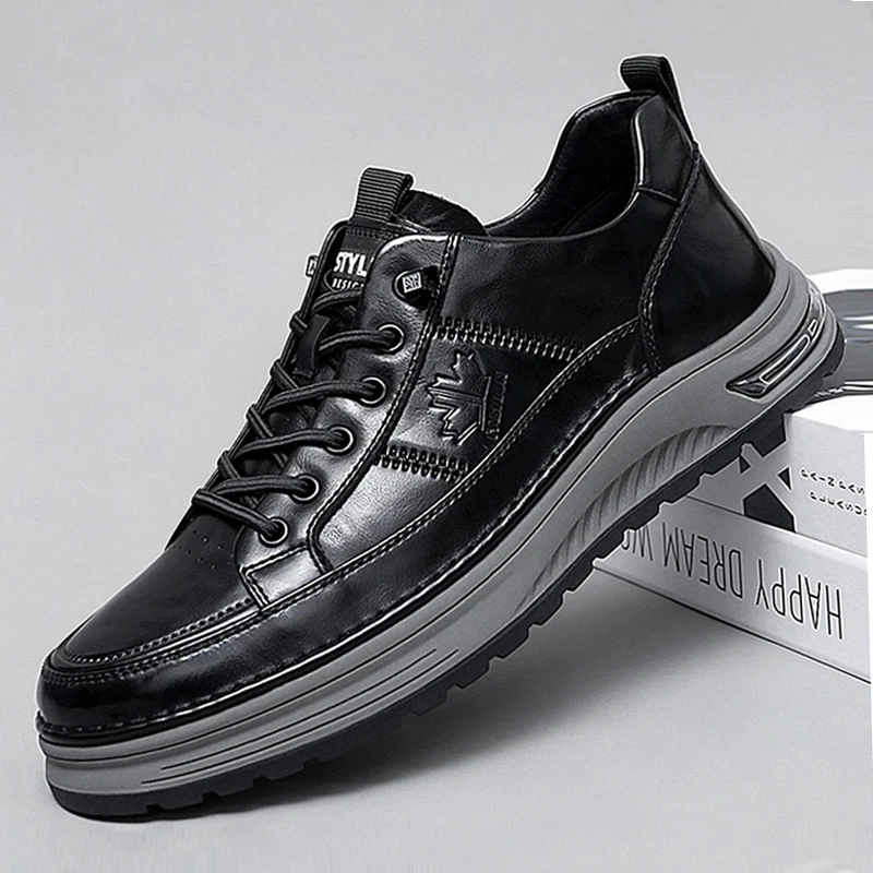 Men Fashion Male Comfortable Driving Shoe Genuine Leather Mens Slip on Casual Shoes Men Outdoor Footwear Men Stylish Skate Shoes 2