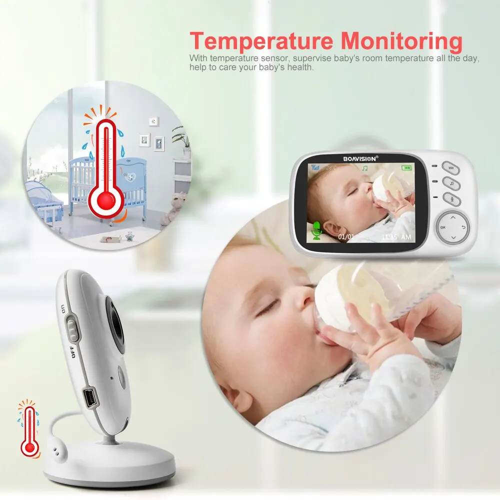 Vb603 Video Baby phone 2,4g drahtlos mit 3,2 Zoll LCD 2-Wege-Audio-Talk Nachtsicht überwachung Überwachungs kamera Babysitter