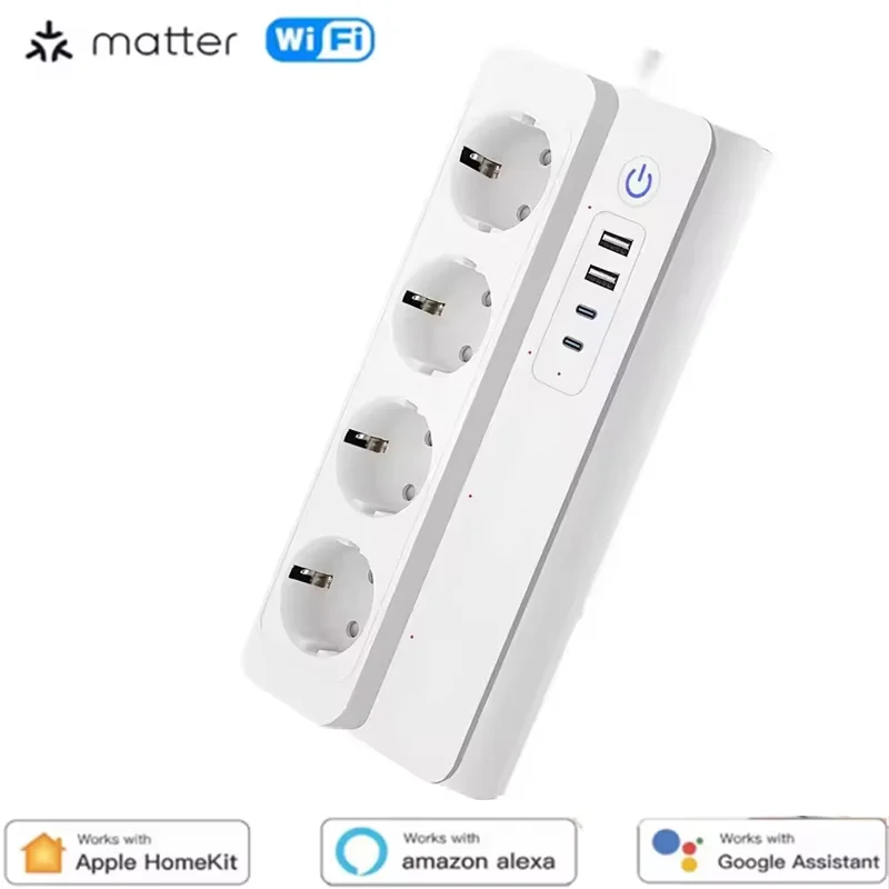 WiFi-Enabled Smart Power Strip with 4 Outlets and 4 USB Ports