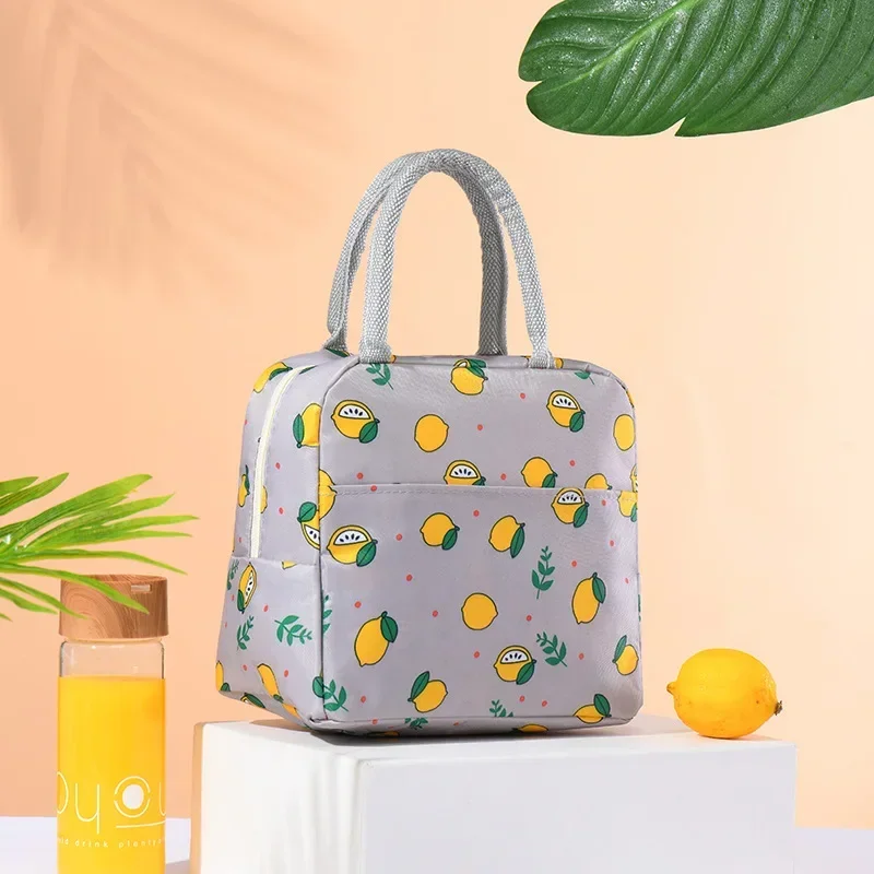 Portable Picnic Lunch Bag Thermal Insulated Lunch Box Tote Cooler Handbag For Women Convenient Box Food Bags