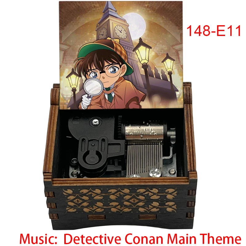 Music box anime Detective Conan black wooden mechanical 18 tones birthday gifts for fans new year party cosplay