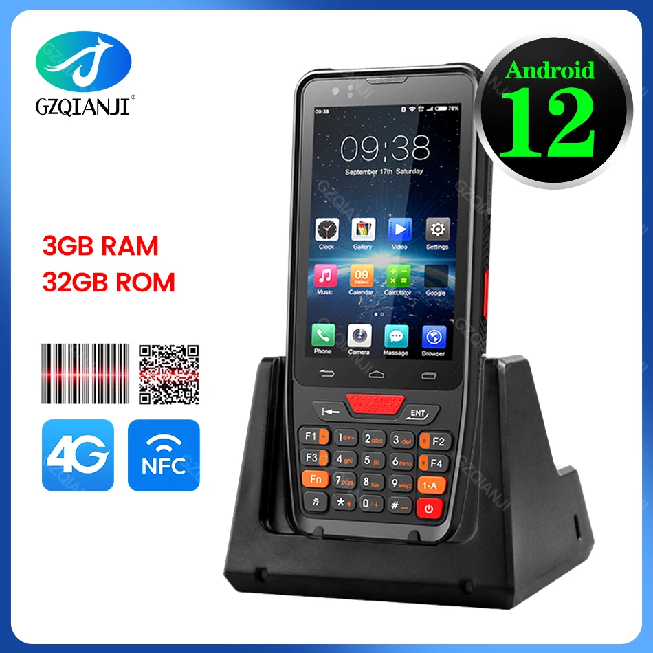 Android 12 Handheld Terminal Data Collector PDA 4G with 2D Barcode Scanner Wifi Bluetooth NFC Inventory Managemen 3G 32G