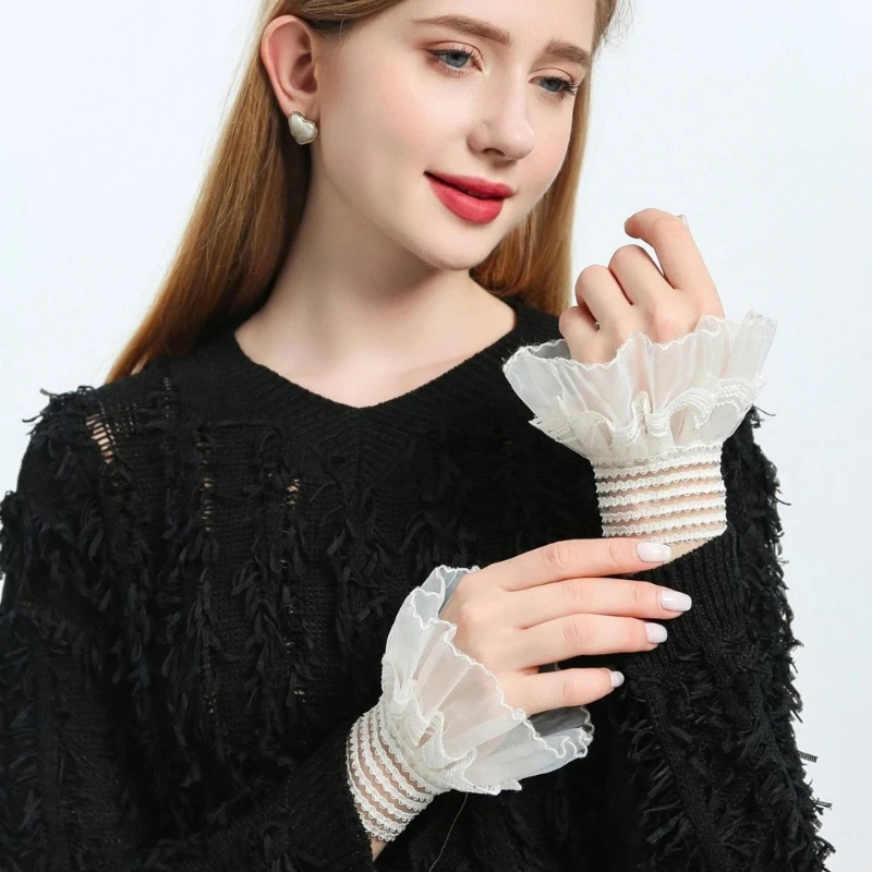

Fairy Wrist Cuffs Detachable Elegant Wristband Flared Organ Ruffled Wristband