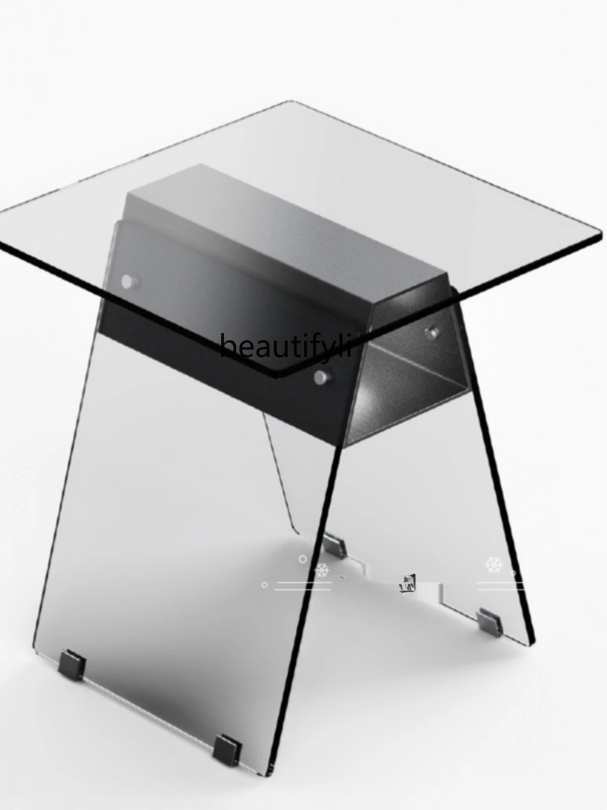 

Italian Light Luxury Stainless Steel Side Table Sofa Living Room Glass Modern Advanced Artistic Sense Small round Coffee Table