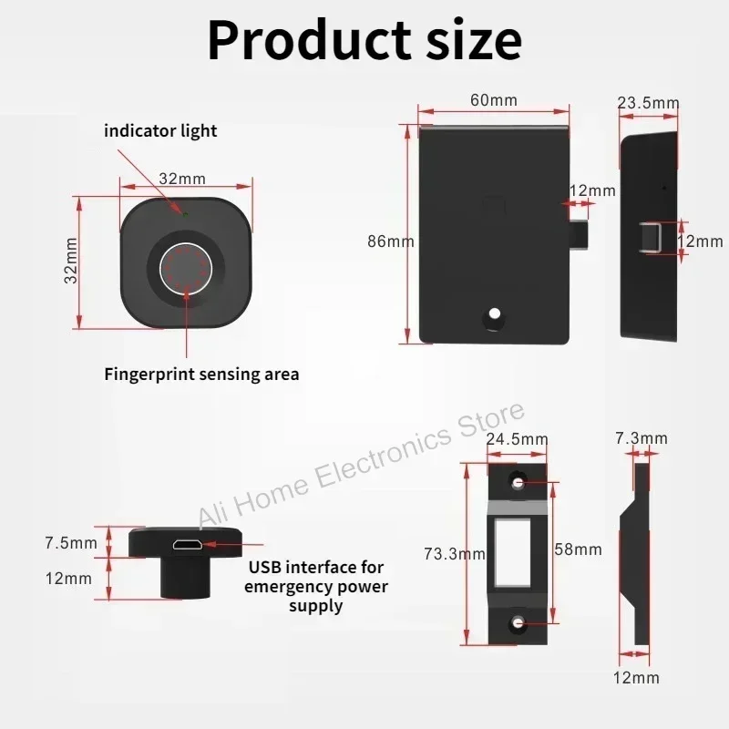 Tuya Smart Fingerprint Lock Biometric Drawer Lock Fingerprint Tuya APP Unlock Smart Door for Drawer Cabinet Locker smart door lock smart lock electronic lock fingerprint door lock fingerprint padlock smart cylinder lock fingerprint cylinder lock