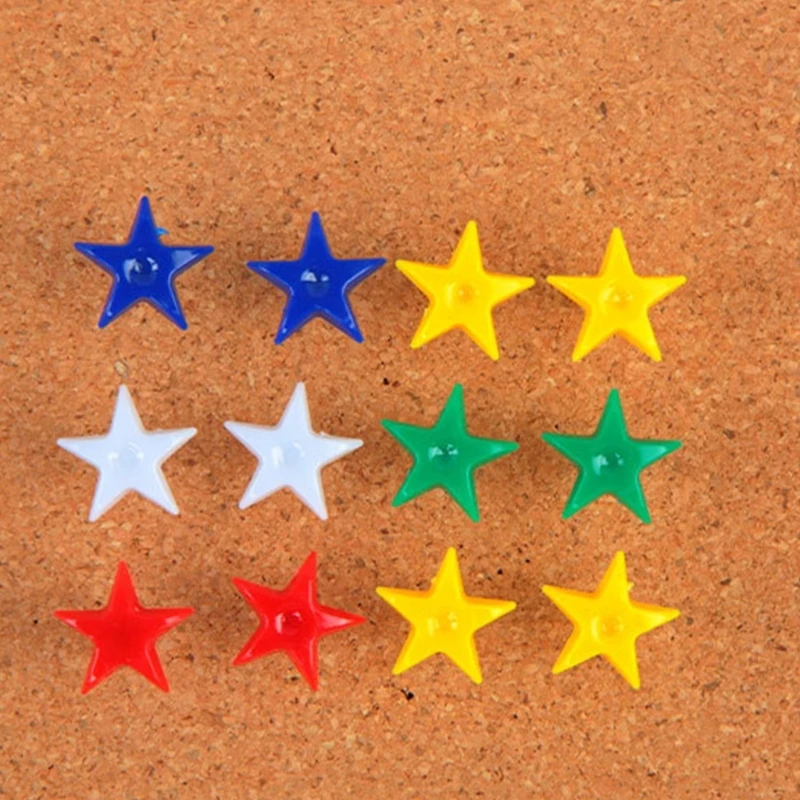 Pack of Colorful Drawing Push Pins Map Tacks Drawing Pins, Star Shape Pins Map Thumb Tacks Set K1KF