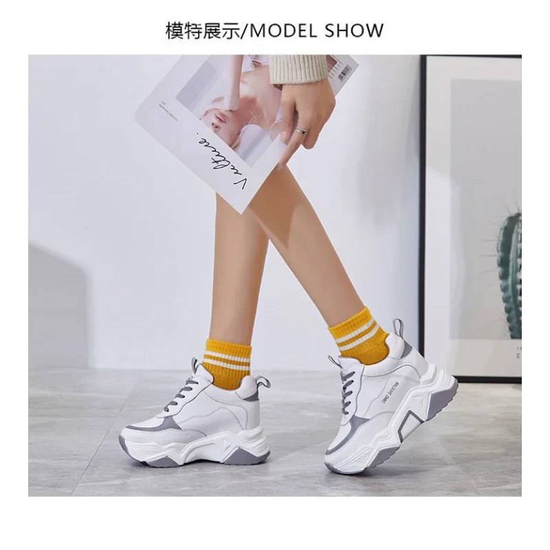 

2023 New Winter Thick-soled Heighten Casual Sports Running Luxury Sneakers Female White Platform Vulcanized Shoes Size 34-39