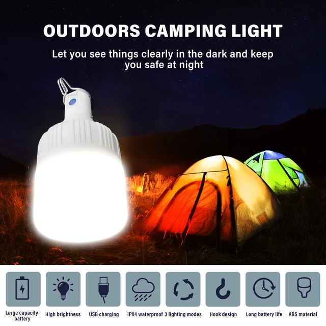 Portable LED Camping Lantern Battery Operated Tent Lamp Waterproof  Emergency Lantern Light Bulb Light For Hiking Fishing Outdoor - AliExpress