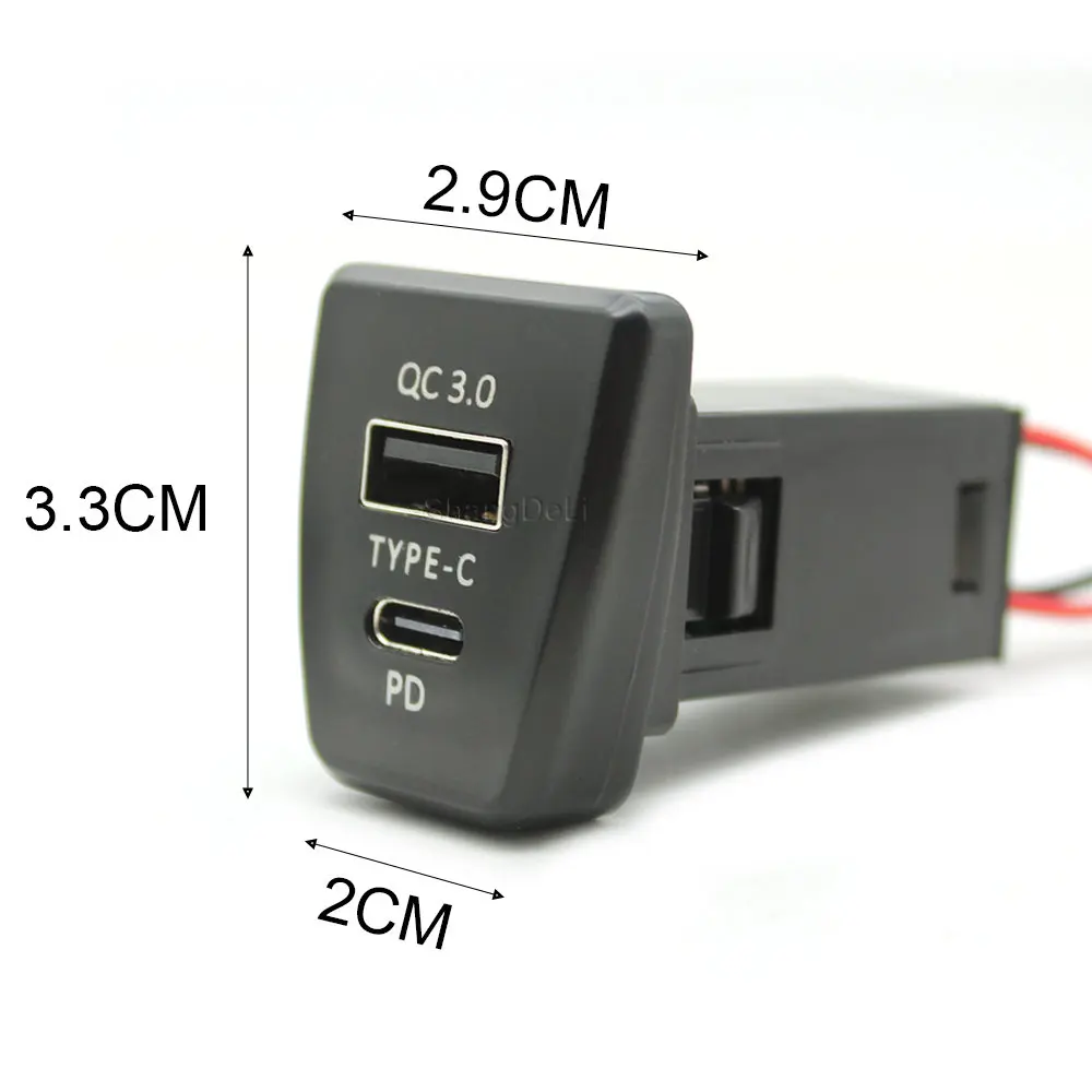 車の充電器TYPE-C pd qc3.0,USBインターフェース,デュアルプラグ