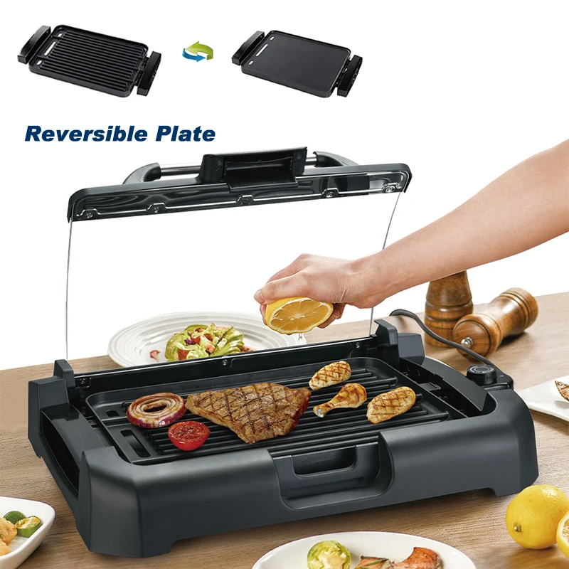 1800W Reversible Electric Grill - 2-in-1 Smokeless BBQ & Griddle ...