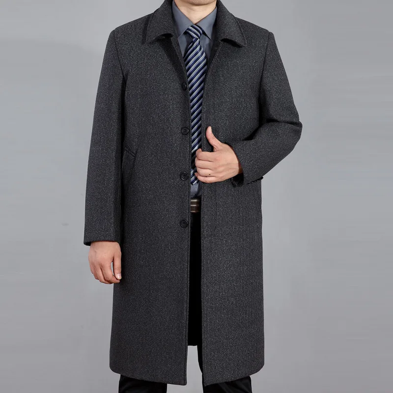 New Arrival Fashion High Quality Winter Overcoat Clothes Men Thicker Casual X-long Covered Button Mens Wool Coat Plus Size M-5XL