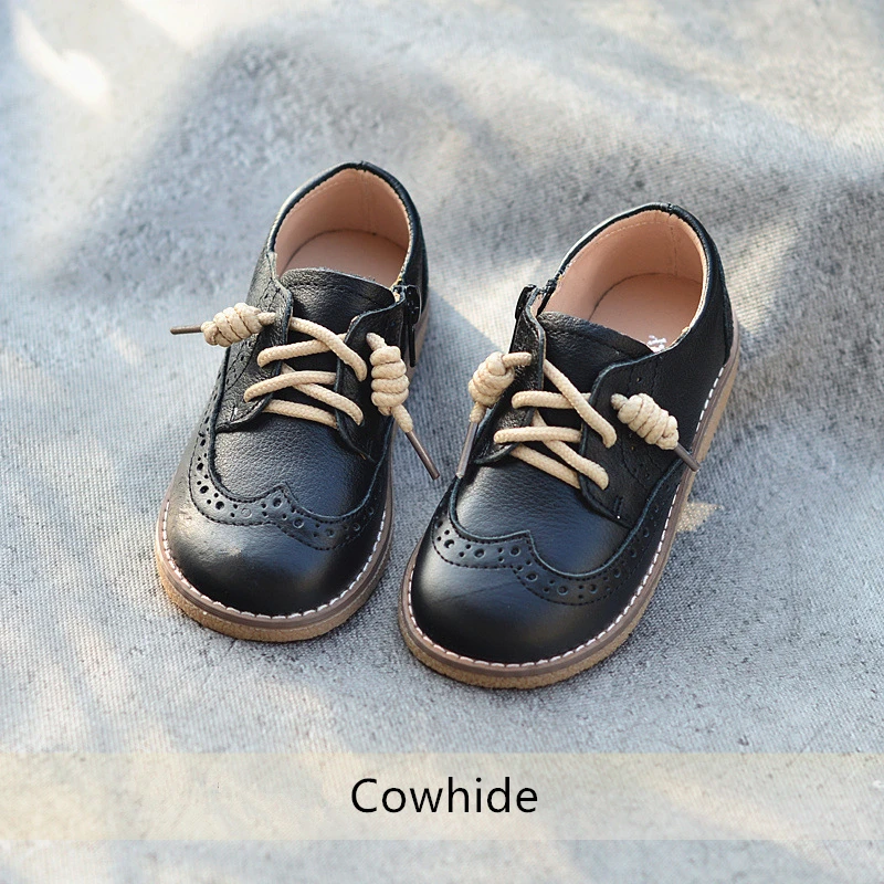 Genuine Leather Children casual shoes  British style Baby Boys shoes Non-slip Girs Flat ankle shoes Kids school shoes 6T 8T 3