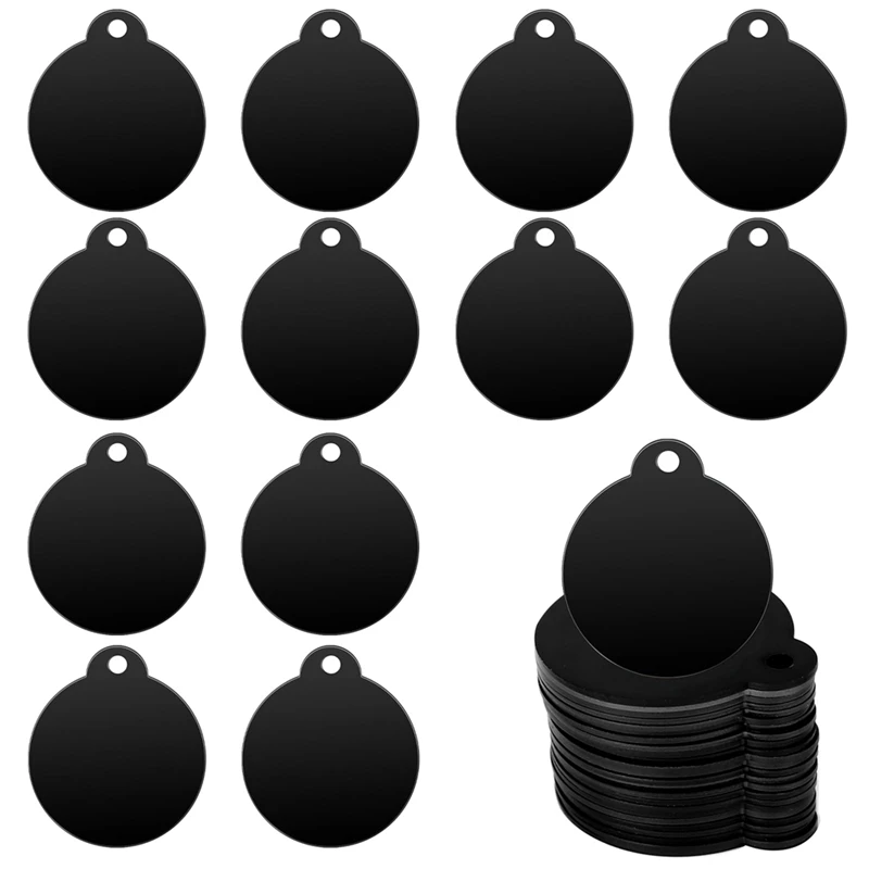 

25 Pack Round Blank Tags Black Aluminum About 35Mm Stamping Blanks Engraving Blanks Discs Metal Blanks Keychain Dog Tag