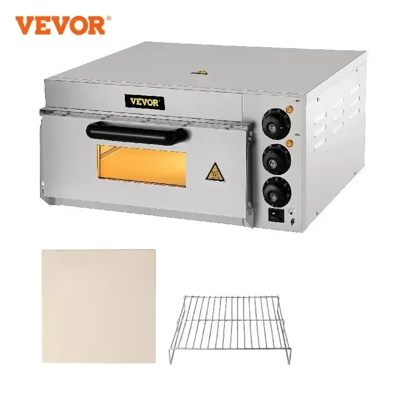 VEVOR 14" Stainless Steel Single Deck Layer Commercial Electric Pizza Oven Multipurpose Electric Pizza Maker for Restaurant Home