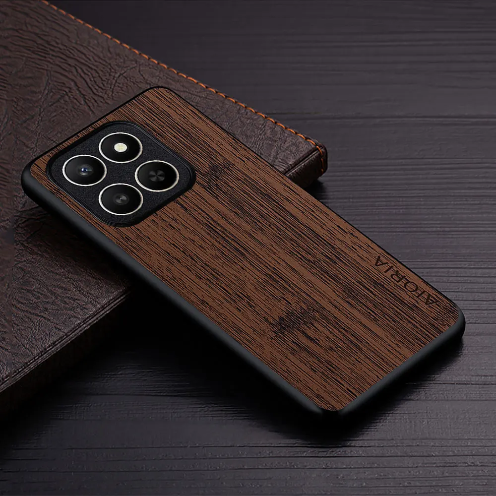 Premium Wood Grain PU Leather Phone Case Cover