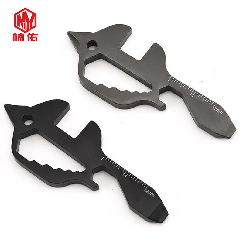 

1PC Stainless Steel Fish Shape EDC Tool Card Opener Wrench Screwdriver Key Ring Keychain Key Pendant Outdoor Multifunction Tool