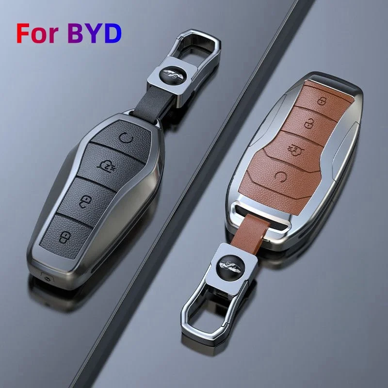

Car Key Cover Zinc Alloy Keycase For BYD Song Plus Atto 3 Han EV DM Qin Seal Dolphin Key Protective Case Car Keychain