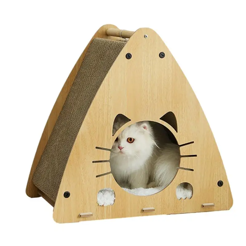 

Cardboard Cat Scratcher House 3 In 1 Multifunctional Cat House For Indoor Cats With Plush Ball Toy Comfortable Indoor Cat House