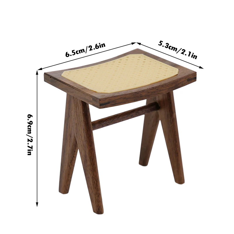Agatige Sgabello In Miniatura 1:12 Per Casa Delle Bambole - Rotondo In Legno Imbottito, Colore Bianco - 3