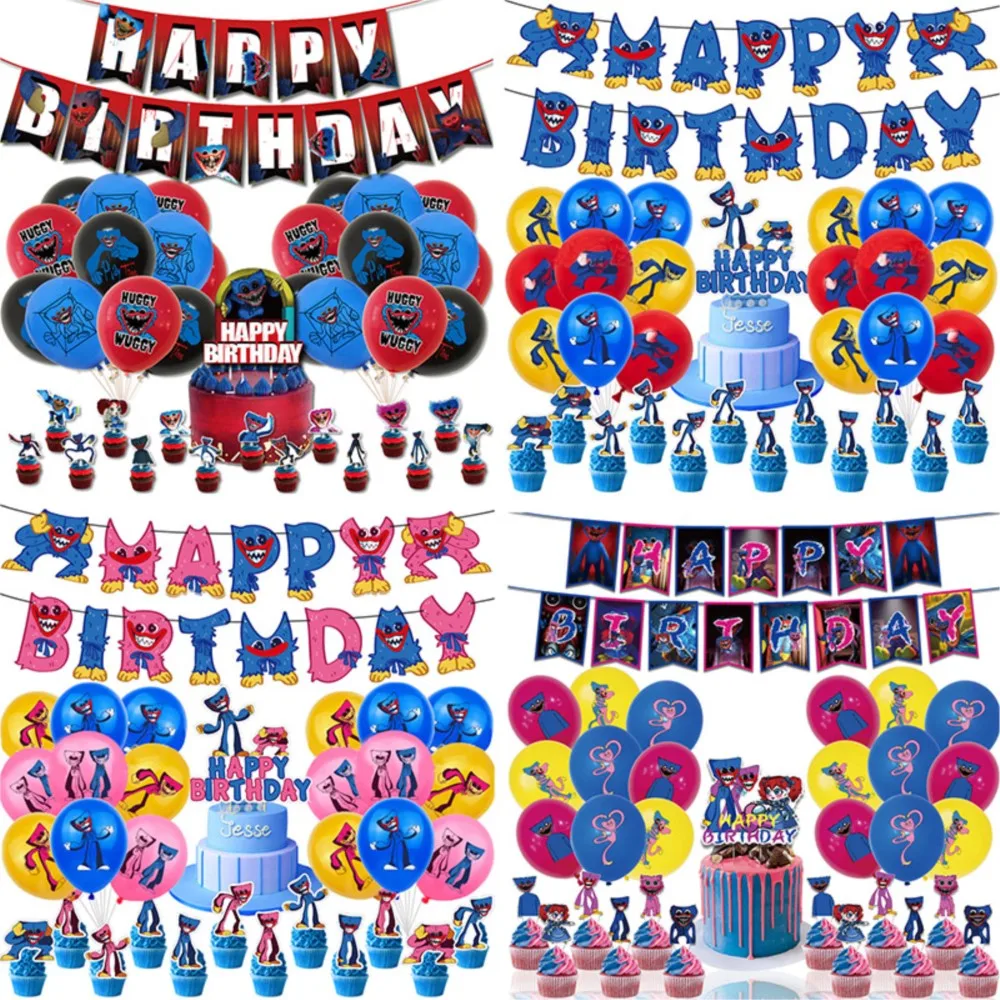 Party Supplies Balloons Play Time Game Decoration Set Anime Balloons Happy Birthday Banner Kids Boy Toys